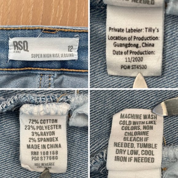 RSQ Jeans Girls 12 Tilly’s Blue Super High Rise Jeggings Denim Light Wash - Picture 14 of 16